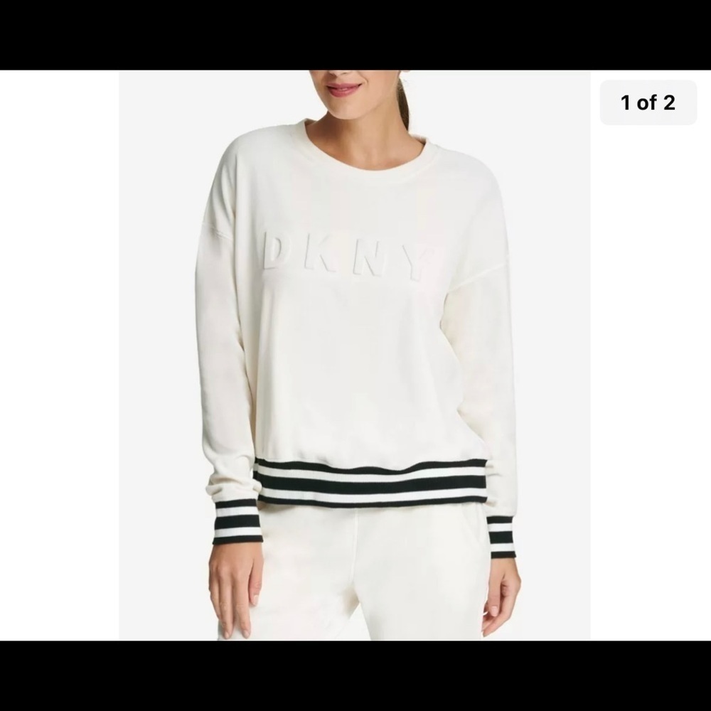 DKNY oversized sweater, sport velour embossed logo, size large